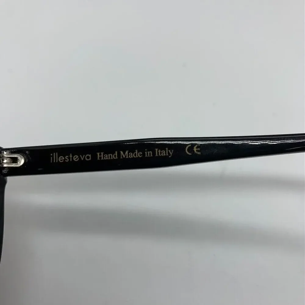 ILLESTEVA BOCA BLACK MATTE SUNGLASSES w/Blue Mirror Lenses-Slightly used‎